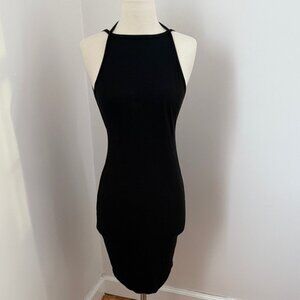 Rolla Coaster Black Mini Open Back Elegant Spaghetti Strap Sleeveless Dress S